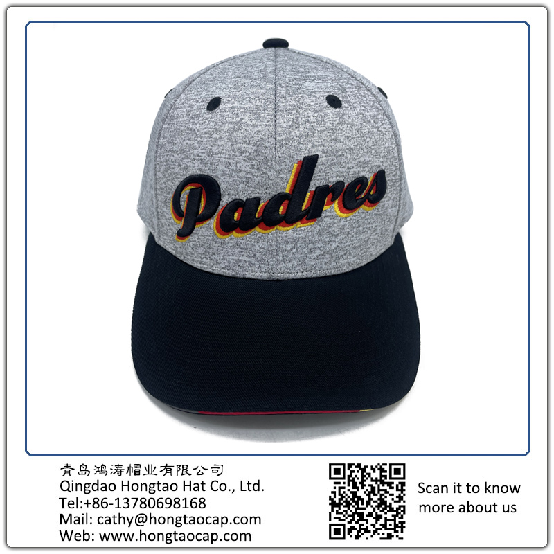 Hemp grey knitted fabric embroidered cap